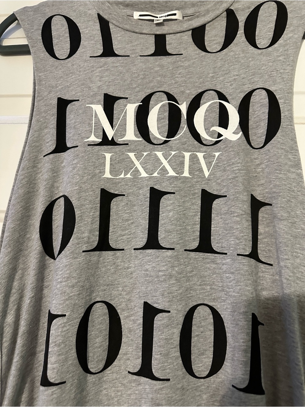Alexander McQueen Gray Graphic Logo Tank Dress with Black and White Print
